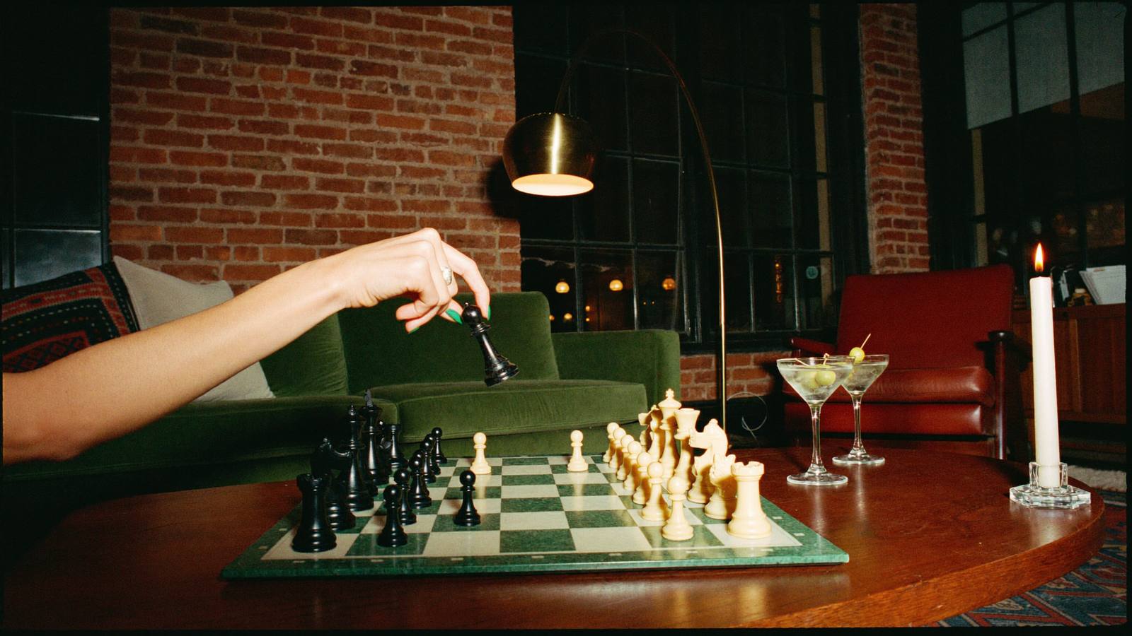 A game in progress in a loft apartment